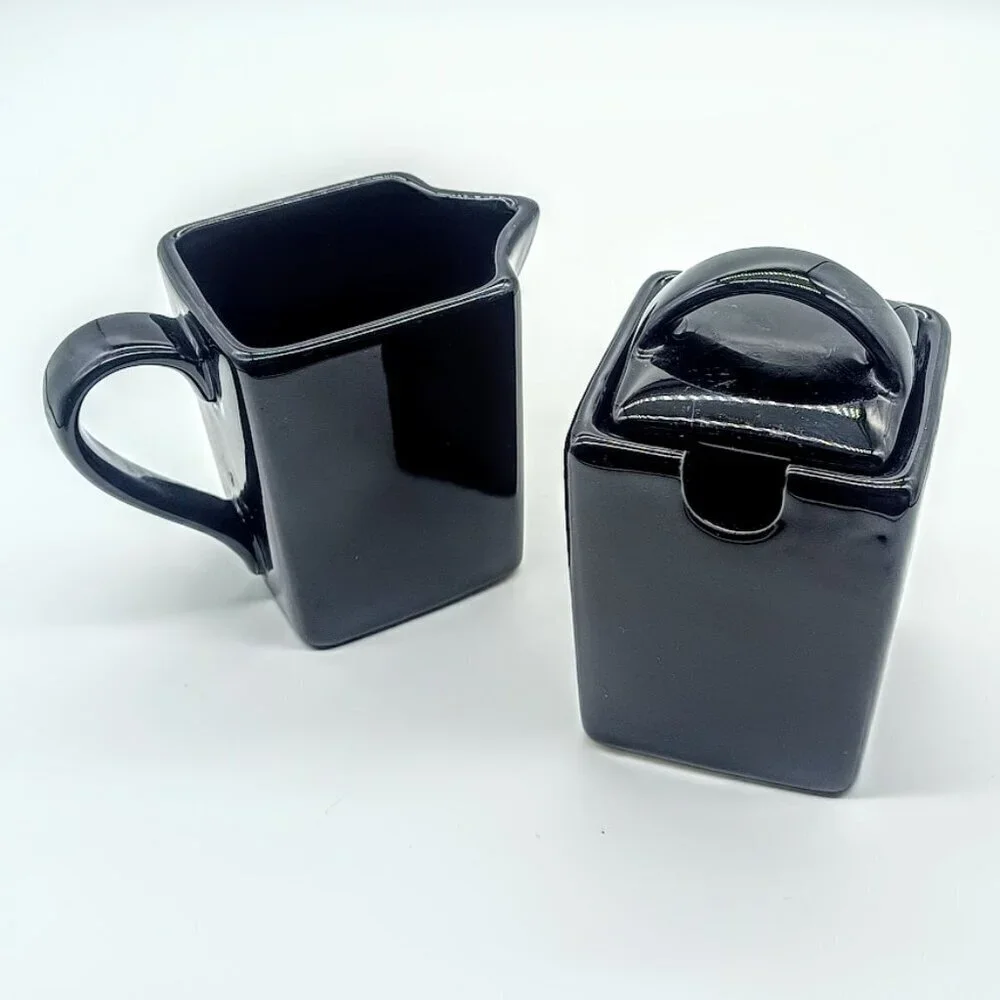 10 Strawberry Street Nova Black Creamer & Sugar Bowl